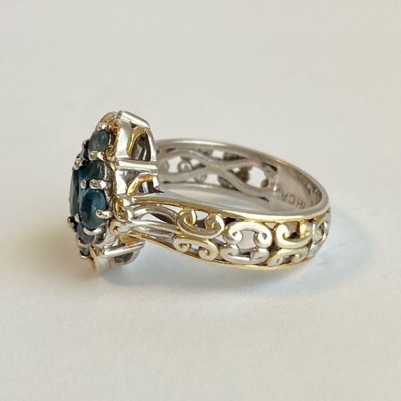 Michael Valitutti Aquamarine Ring Sterling Silver Gems En Vogue Cluster Size 8 - Picture 4 of 11